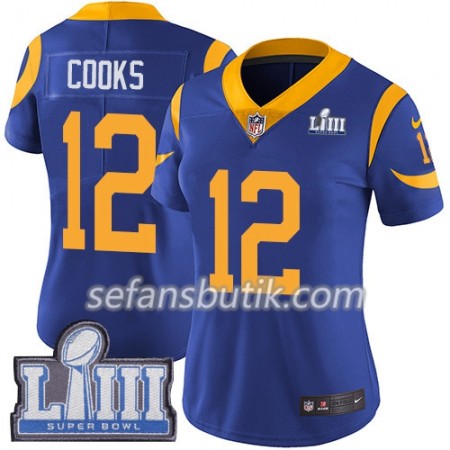 Los Angeles Rams Tröjor Brandin Cooks 12 Nike Royal 2019 Super Bowl LIII - Dame Los Angeles Rams Tröjor Brandin Cooks 12 Nike Royal 2019 Super Bowl LIII - Dame